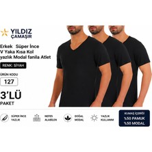 Yıldız Çamaşır Erkek Yazlık Süper Ince V Yaka Kısa Kol Modal Fanila Atlet (126-127 ) - 3 Adet