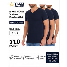 Yıldız Çamaşır Erkek V Yaka Kısa Kol Modal Likralı Fanila Atlet (150-151-152-153 ) - 3 Adet