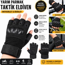 Beneficio Yarım Parmak Taktik Eldiven Motosiklet Eldiveni Bisiklet Eldiveni Darbe Korumalı Kaymaz Outdoor Spor Eldiveni Siyah