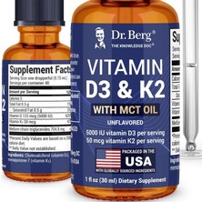 Dr. Berg Maximum Strength Vitamin D3 K2 Liquid Drops With Mct Oil – 5,000 Iu 30 ml