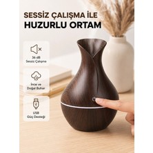Epilons Ahşap Desenli Aromaterapi Difüzör 130 ml Ultrasonik ve 7 Renk LED Işıklı
