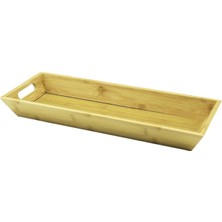 Hace Bazaar Dikdörtgen Çift Kulplu Ahşap Bambu Sunum Tepsisi =16X40CM - Derin=4cm (4887)