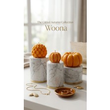 Woona Dekoratif 3'lü Bal Kabağı ve Bubble Doğal Soya Mum Seti - Amber Kokulu El Yapımı Doğal Soya Wax Premium Kokulu Mum Seti