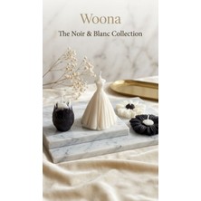Woona Doğal Soya Wax Gotik Tasarım Siyah Beyaz Çiçekli ve Gelinlik Figürlü Dekoratif Soya Mum Seti - Amber Kokulu El Yapımı Doğal Soya Wax Premium Kokulu Mum Seti
