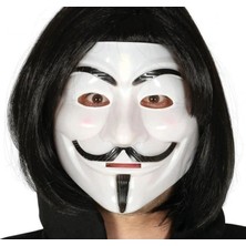 Mudanis Siyah Renk Takma Kısa Saç ve V For Vendetta Maskesi Anonymous Maskesi