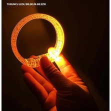 Mudanis Turuncu LED Işıklı Baskı Yapılabilen Pilli Bileklik Bilezik 1,5 cm Genişlik