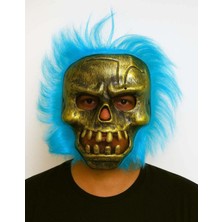 Mudanis Wild Skull - Bakır Kafatası Turkuaz Saçlı Iskelet Maske