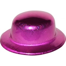 Mudanis Pembe Renk Hologramlı Plastik Yuvarlak Melon 27X24 cm