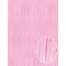 Mudanis Soft Pembe Püsküllü Kapı Perdesi - Parti, Baby Shower, Cinsiyet Partisi 1x2 M
