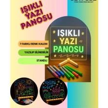 Mudanis Neon Işıklı 7 Renk Işık Boyama Kalemli LED Resim Panosu Boyama Tahtası Kalemleri 20 x 20