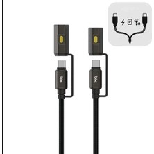 Mudanis LED Fener ve Alevsiz Çakmak Fonksiyonlu Type-C Şarj ve Data Kablosu 120 cm Siyah