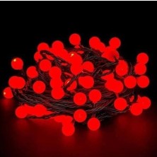 Mudanis 5m 28 LED Kırmızı Işık Siyah Kablo Fişli Eklemeli Mz-18-18