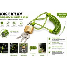 Beneficio Yeşil Motosiklet Kask Güvenlik Kilidi Çelik Halatlı Spiral Kablo 3 Anahtar Yeşil