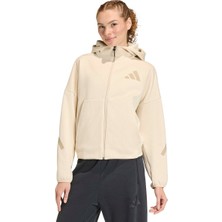 adidas Z.N.E. Full-Zip Kapüşonlu Kadın Bej Günlük Stil Eşofman Üstü KE4746