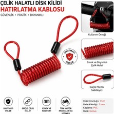 Beneficio Disk Kilidi Hatırlatma Kablosu Spiral Güvenlik Halatı Kırmızı