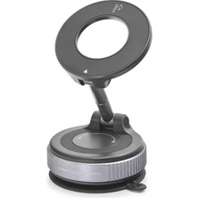Evimdeyokyok Magsafe Uyumlu Manyetik Vantuzlu 360° Döner Araç Içi Telefon Tutucu Metal - Siyah HDX8028