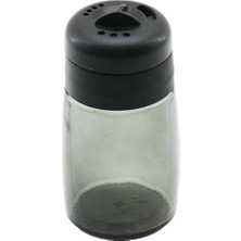 Qlux Ideas Qlux C-00366 Siyah Inci Tuzluk ve Baharatlık 100CC Plastik Kapak 3 Sitil Döküm Siyah Şeffaf Cam