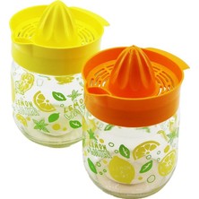 Qlux Ideas Qlux C-00170 Fresıa Limon Sıkacak 425CC Kulp Desenli Cam Hazneli Renkli Plastik Sıkacak