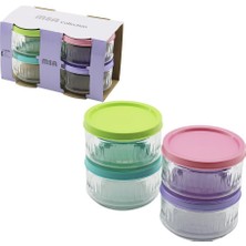 Lapis Msa Collection LAPİS-111 Cam Saklama Kabı 4 Adet 400CC 13.53 Oz Renkli Kapaklı
