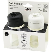 Qlux Ideas Qlux C-00201 Tuzluk ve Baharatlık Set 2 Adet Plastik Kapak 3 Sitil Döküm Cam