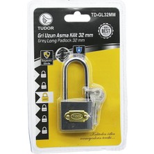 Tudor TD-GL32MM Asma Kilit Vakumlu Uzun Kancalı Gri