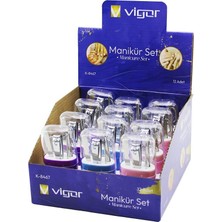 Vigor K-8467 Kişisel Bakım Manikür ve Pedikür Seti 6 Adet Plastik Mika Kutu