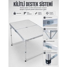 Epilons 4 Kişilik Katlanabilir Kamp Masası Seti 4 Tabureli 50-65 cm Ayarlanabilir Yükseklik
