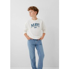 Mavi Logo Baskılı Ekru Erkek Çocuk Sweatshirt M6S10218-70057