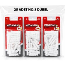 Medalyan Dl-47 Dübel Beyaz ve Plastik No-8 25 Adet