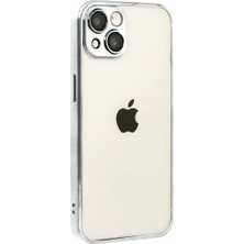Ozkr Store Apple iPhone 15 Razer Lensli Silikon - Gümüş