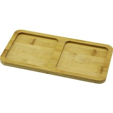 Ozkr Store 2 Bölmeli Dikdörtgen Ahşap Bambu Yağdanlık Altlık Mini Tepsi 20X10X0.8CM