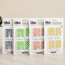 Ozkr Store Dikdörtgen Yapışkan Askı 4'lü Renkli Desenli
