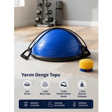 Allmart Bosu Ball | Denge Topu | 45 cm | Pilates Aleti | Direnç Lastiği + Pompa Dahil | Kaymaz Taban