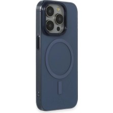Ozkr Store Apple iPhone 15 Pro Max Kılıf Anka Pc Magneticsafe Sert Metal Kapak - Lacivert