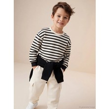 Lc Waikiki Yeni Sezon Bisiklet Yaka Çizgili Erkek Çocuk Kalın Sweatshirt