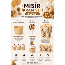 Bkmc Party Teddy Bear Parti Ikram Seti – 8 Cupcake Kalıbı, 8 Kürdan Süsü, 8 Mısır Kutusu | Ayıcık Doğum Günü Parti Malzemeleri