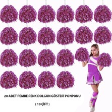 Mabelme Store 10 Çift ( 20 Adet ) Pembe Renk 23 Nisan 19 Mayıs 29 Ekim Okul Gösteri Ponponları