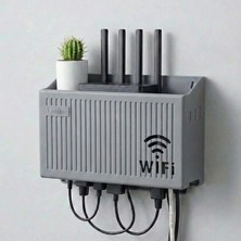 Mabelme Store Duvar Tipi Wi-Fi Modem Saklama Kutusu(Gri) – Kablo Düzenleyici Router Raf Organizer
