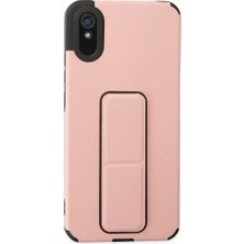 Xiaomi Redmi 9A Kılıf Mega Standlı Silikon - Pudra