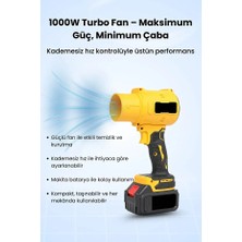 KSB Store 21V Kablosuz Hava Üfleyici | 32.000RPM Turbo Fan, 12.000MAH Batarya, Bahçe &amp; Araç Kurutma / Sarı