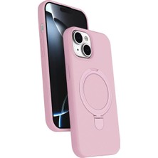 Ozkr Store Apple iPhone 15 Regal Magsafe Standlı Kapak - Açık Pembe