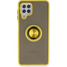 Ozkr Store Samsung Galaxy A22 Kılıf Montreal Yüzüklü Silikon Kapak - Sarı