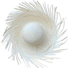 Ozkr Store Tropikal Parti Beyaz Hasır Hawaii Şapkası 13X36 cm