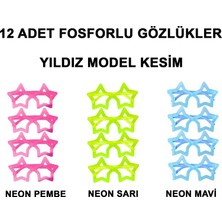 Ozkr Store Fosforlu Yıldız Model Glow Parti Gözlüğü Karanlıkta Yanan Gözlükler 12 Adet