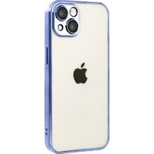 Ozkr Store Apple iPhone 15 Razer Lensli Silikon - Açık Mavi