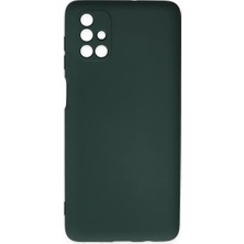 Ozkr Store Samsung Galaxy M51 Kılıf Nano Içi Kadife Silikon - Koyu Yeşil