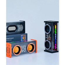 Ozkr Store Şeffaf Mecha Müzik Tws Stereo Rgb Işıklı Hoparlör Kablosuz Bluetooth 5.0 Taşınabilir Hoparlör V9