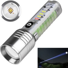 Ozkr Store Profesyonel Tg LED Güçlü 8 Modlu Type-C 1000 Lümen Polis Çakarlı Şarjlı El Feneri