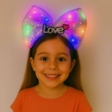 Ozkr Store LED Işıklı Love Yazılı Mor Fiyonk Taç – Kız Çocuk Parti Tacı