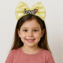 Ozkr Store LED Işıklı Love Yazılı Sarı Fiyonk Taç – Kız Çocuk Parti Tacı